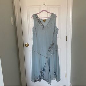 Midnight Velvet: Elegant Blue Dress. Mother of the bride. Flapper dress. SZ 2X